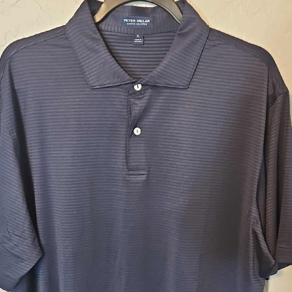 Peter Millar Striped Navy Polo Shirt
